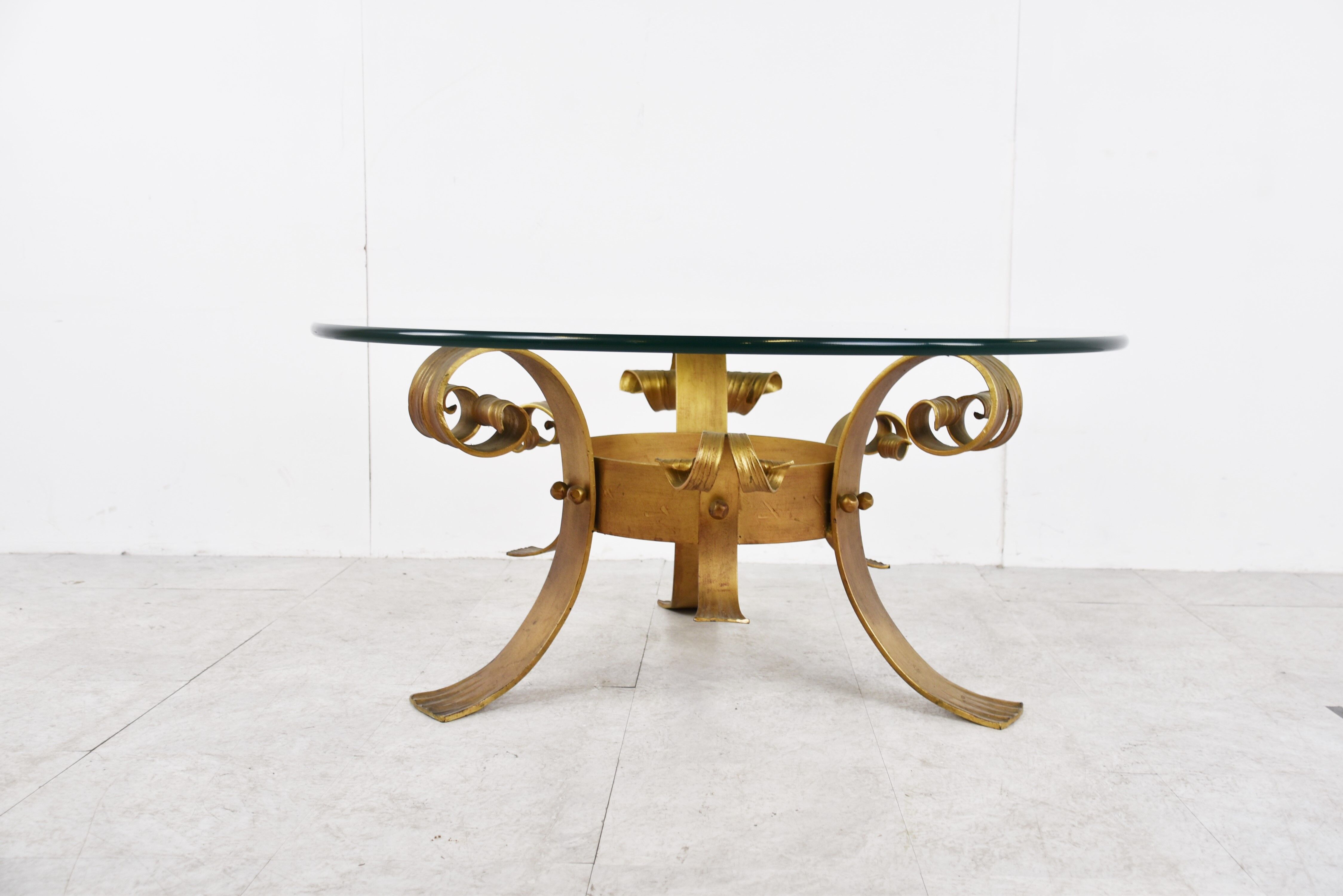 Gilt metal brutalist coffee table, 1960s