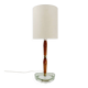 Scandinavian table lamp in glass, wood and brass 1960 Nybro Armaturfabrik