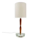 Scandinavian table lamp in glass, wood and brass 1960 Nybro Armaturfabrik