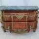 Louis XVI style commode in beech, bronze and marble.