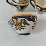 Set of 4 miniature earthenware cups with Old Rouen decor