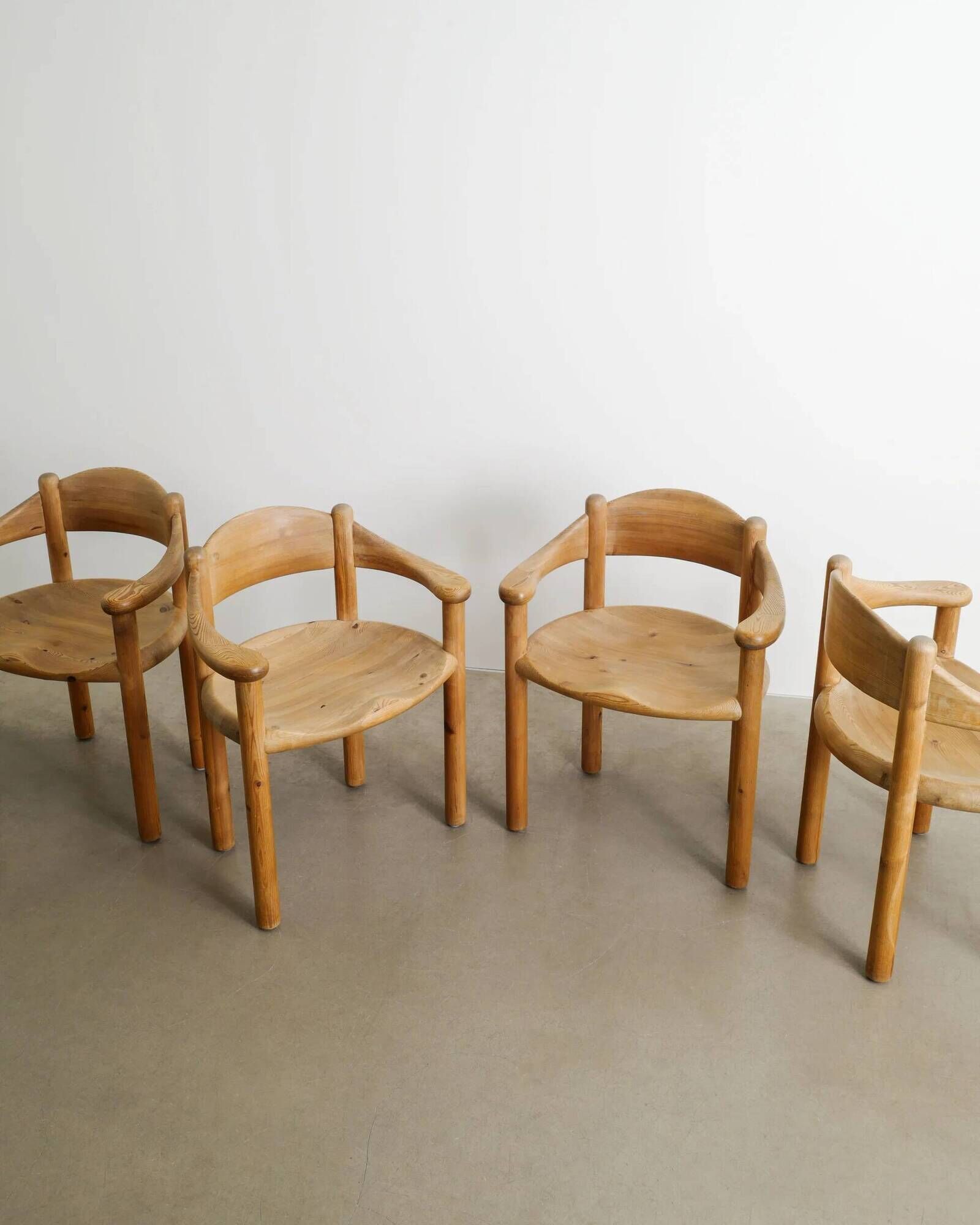 Danish Mid Century Wooden Sculptural Dining Chairs by Rainer Daumill, 1970s