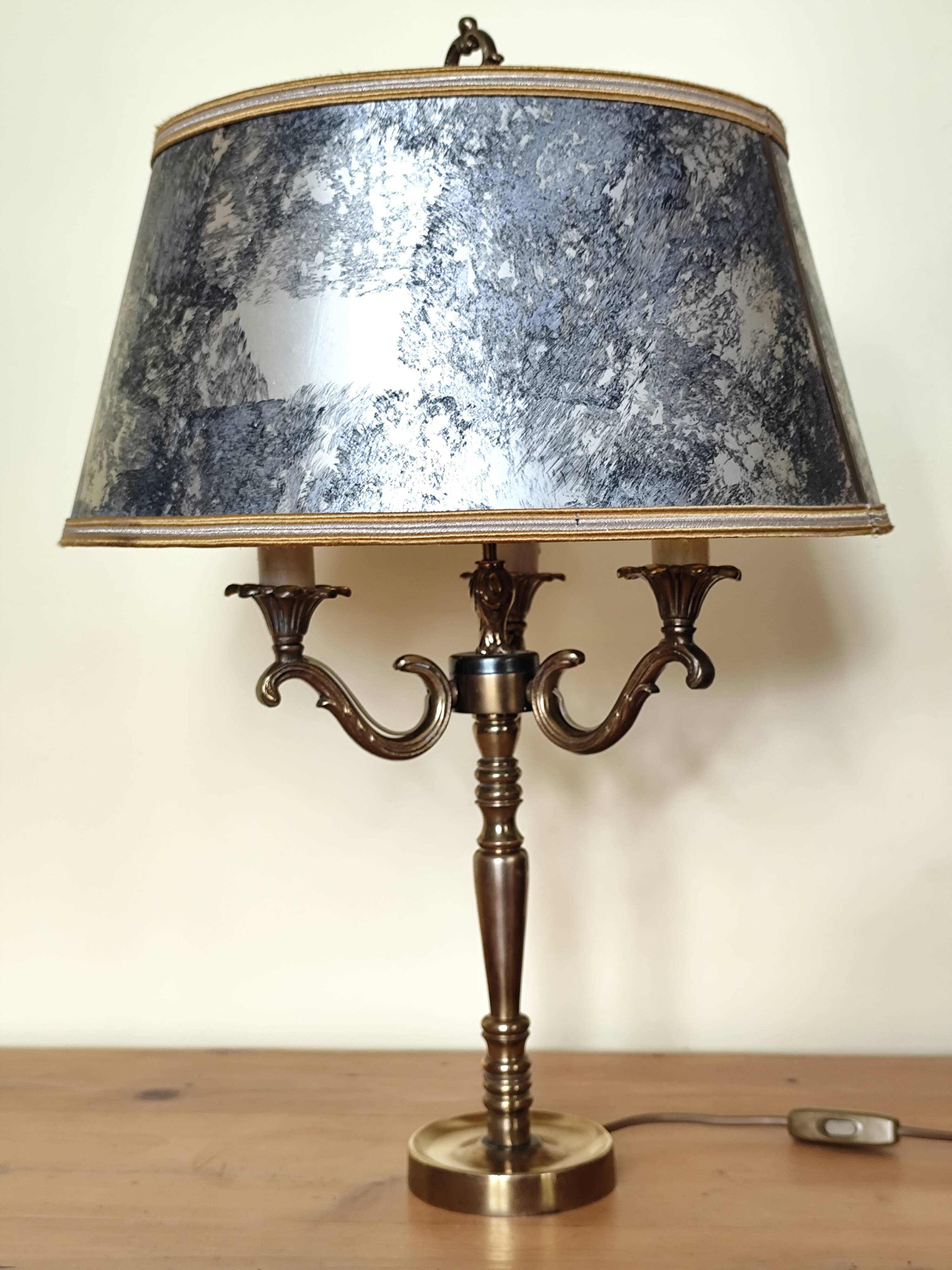 brass three-light bouillotte lamp, desk lamp