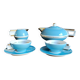 French Art Deco tea set for two – Turquoise blue