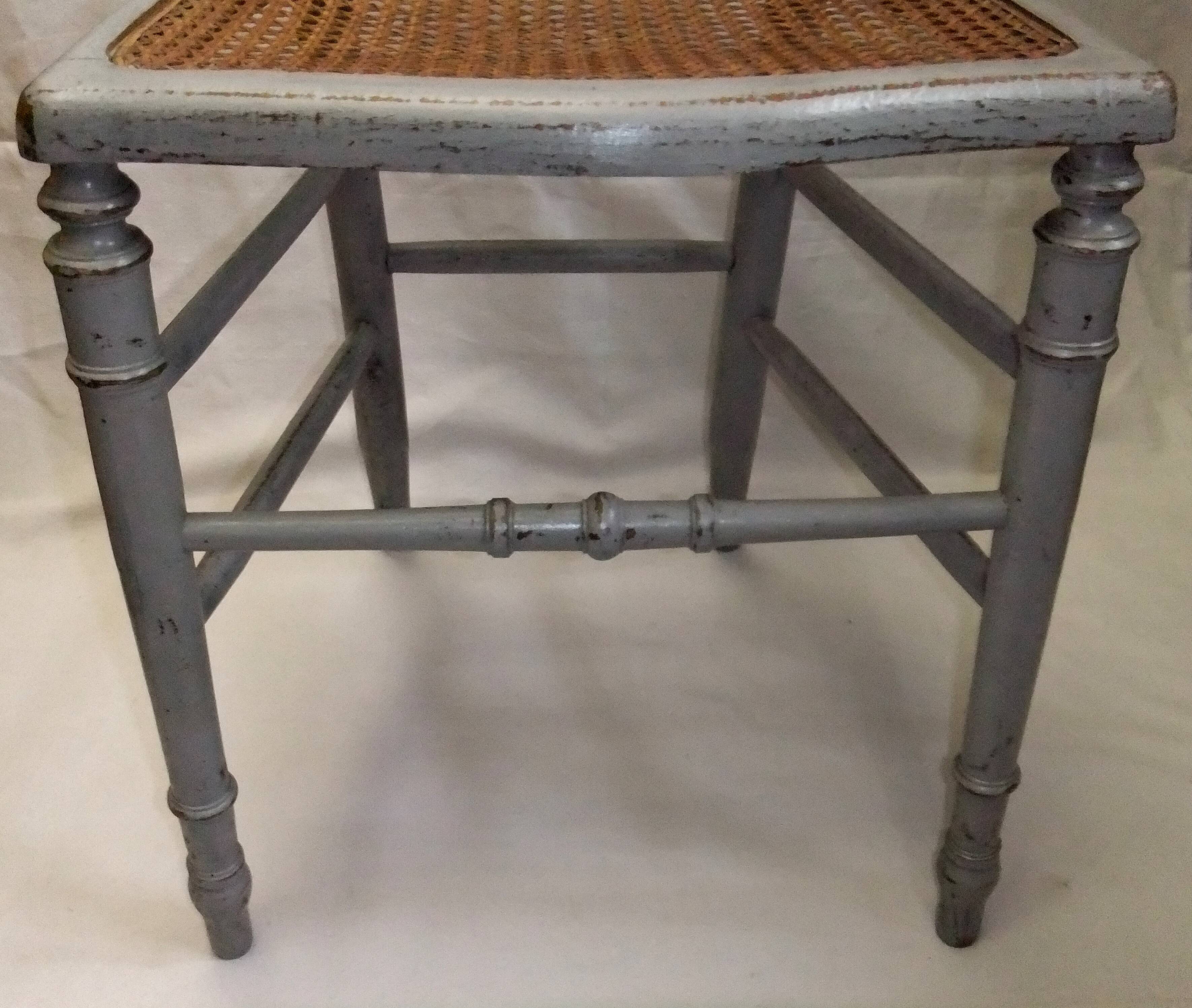 Antique Louis XVI style chair with pebble grey cane