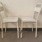Pair of patinated white metal chairs