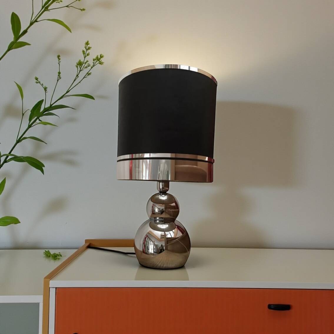 Space lamp, eglomisé glass, Italy, 1970.