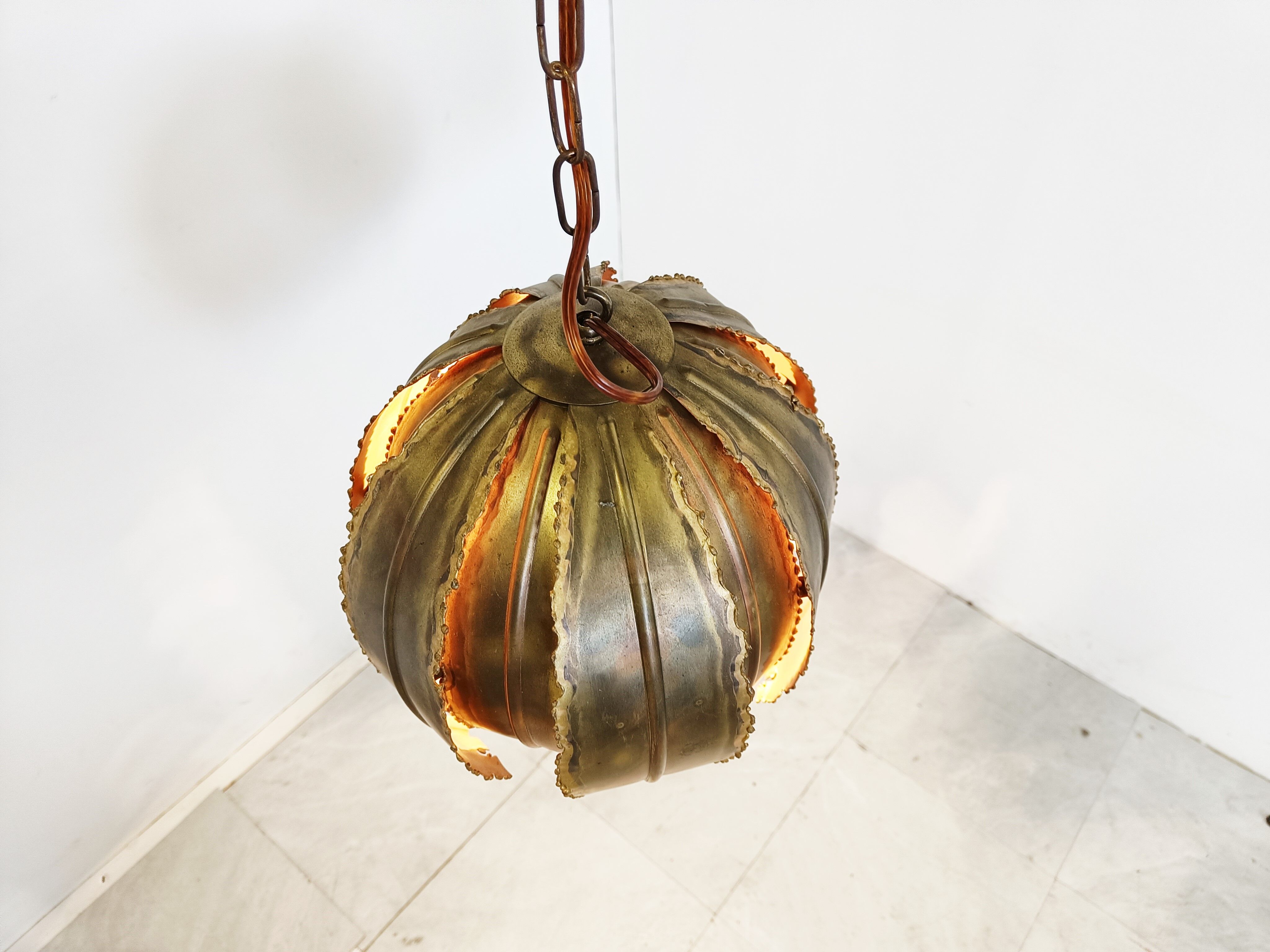 Vintage brass pendant light by Svend Aage for Holm Sorensen, 1960s