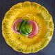 Dessert service of 12 barbotine plates, Sarreguemines, vintage