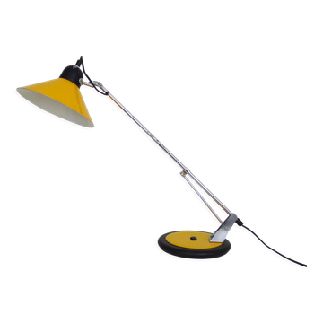 Lampe articulée en métal jaune Aluminor, années 70