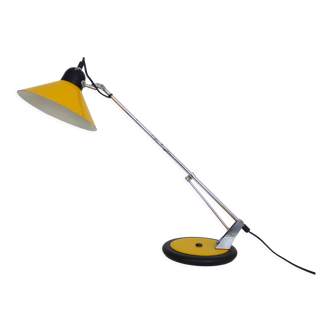 Lampe articulée en métal jaune Aluminor, années 70