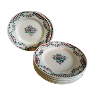 Huit assiettes Moulin des loups du service "Florida"