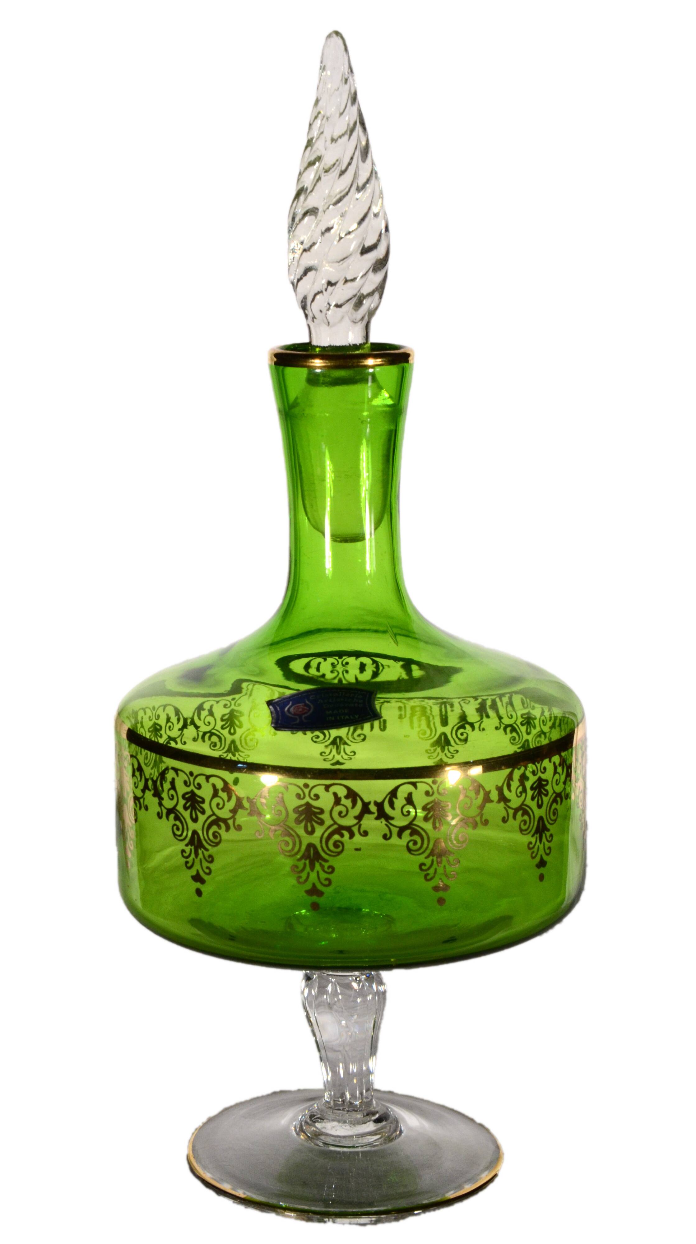 Green Italian carafe Artistiche crystal.