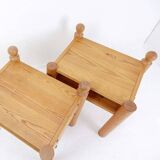 20th-Century Swedish Nightstands in Solid Pine, Set of 2