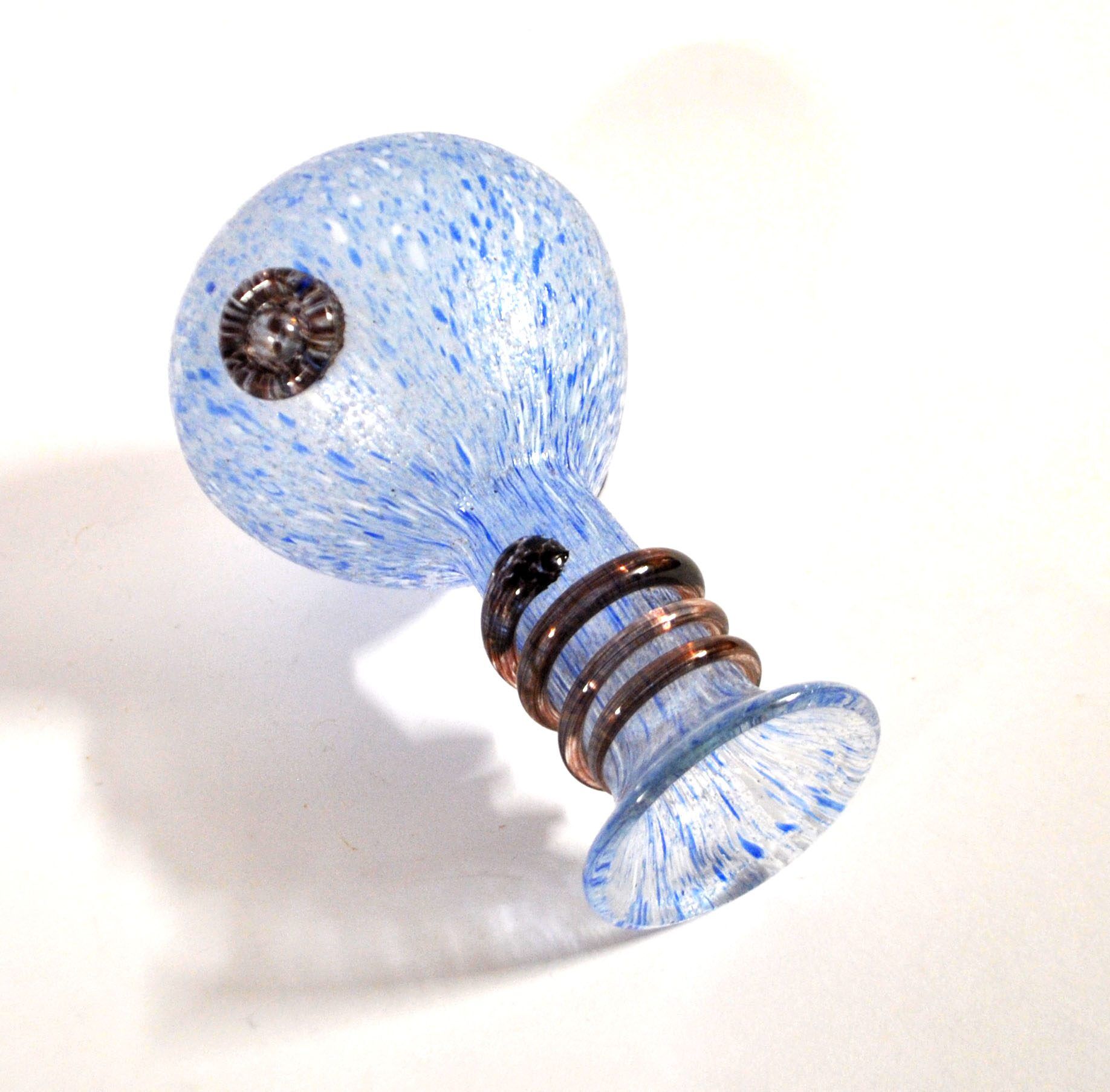 Coloured vase in blue and white glass paste – Murano bottle Italy