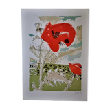 Lithograph by Francis Tailleux, Poppy, 1970s