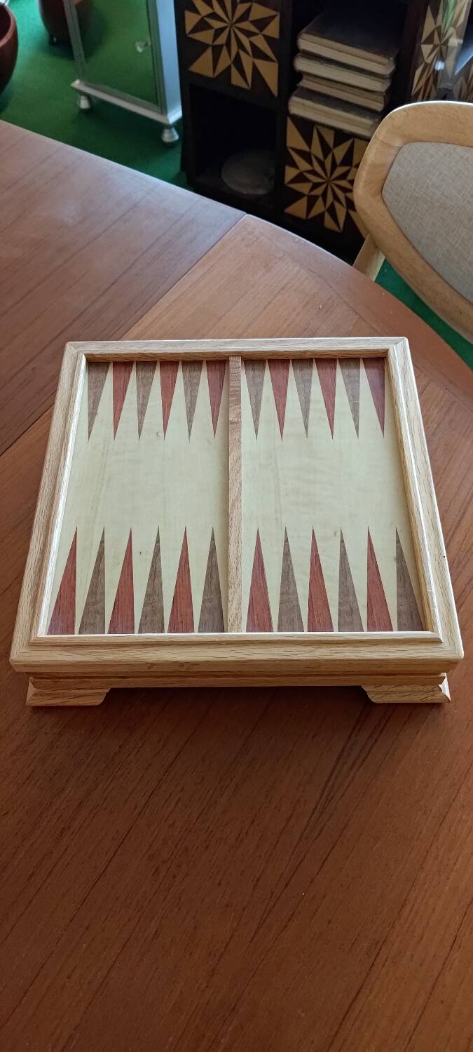 Wooden chess and backgammon set