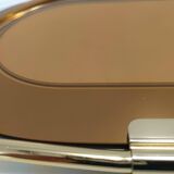 Plateau ovale en plaqué or 24 carats et miroir rose bronzé par Umberto Mascagni