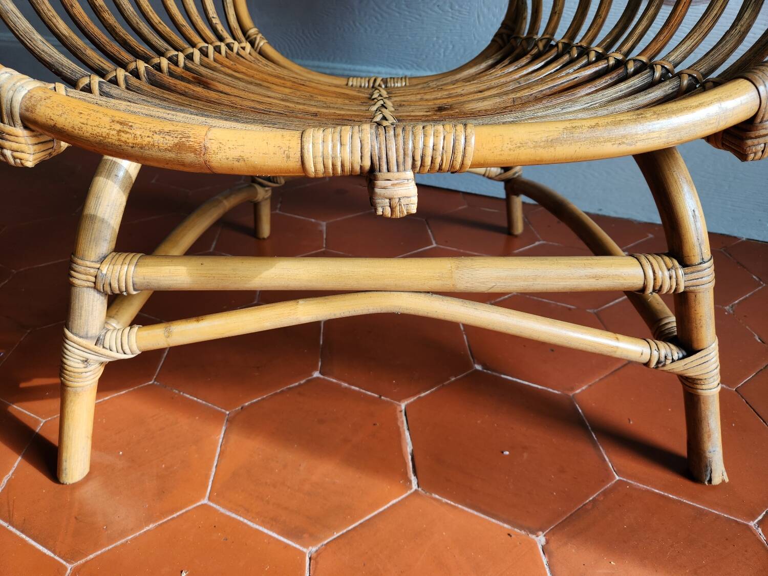 Large rattan armchair from the 70s
