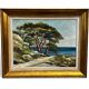 Mediterranean landscape painting by Henriette Le Béchec - vintage oil on canvas