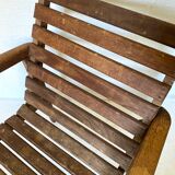 pair of armchairs with slats in chene 1950