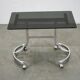 1970s Italian Space Age Chrome and Smoked Glass Rolling Side Table