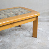 Solid elm stone tray coffee table