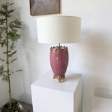 Pink and gold ceramic tripod table lamp