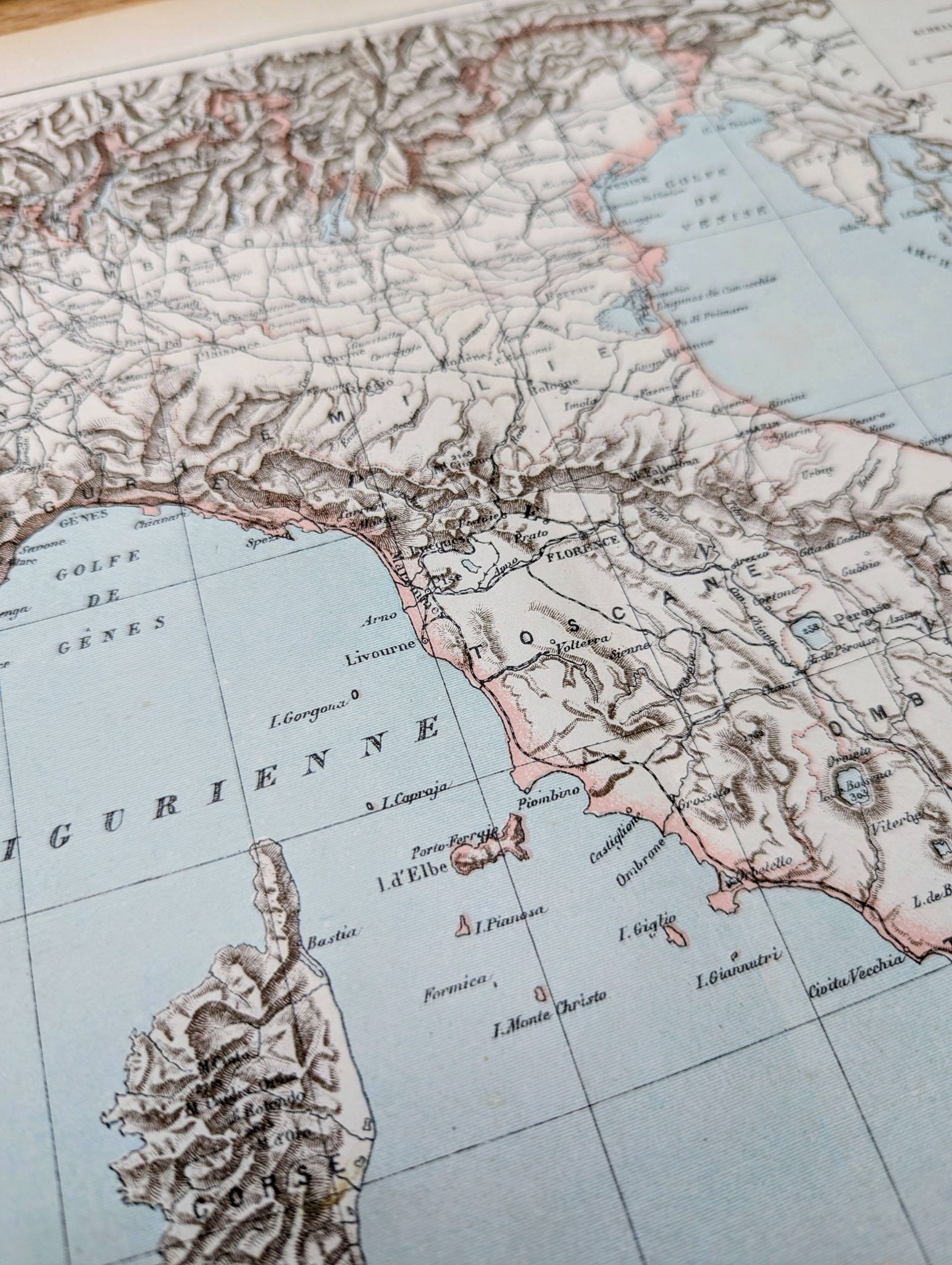 Northern Italy, historical map, 1887.