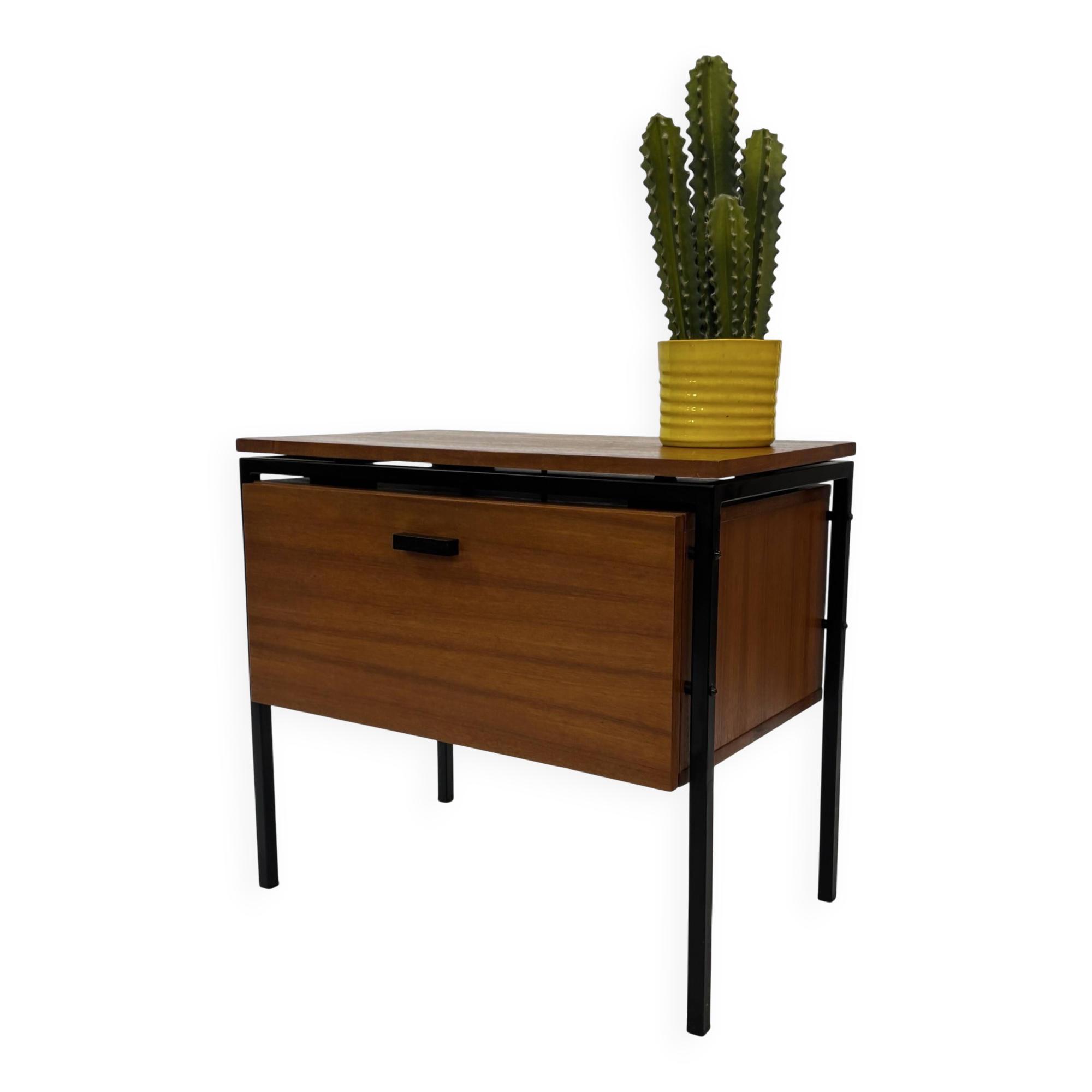 Meuble TV vintage petit format, placage teck, années 1960