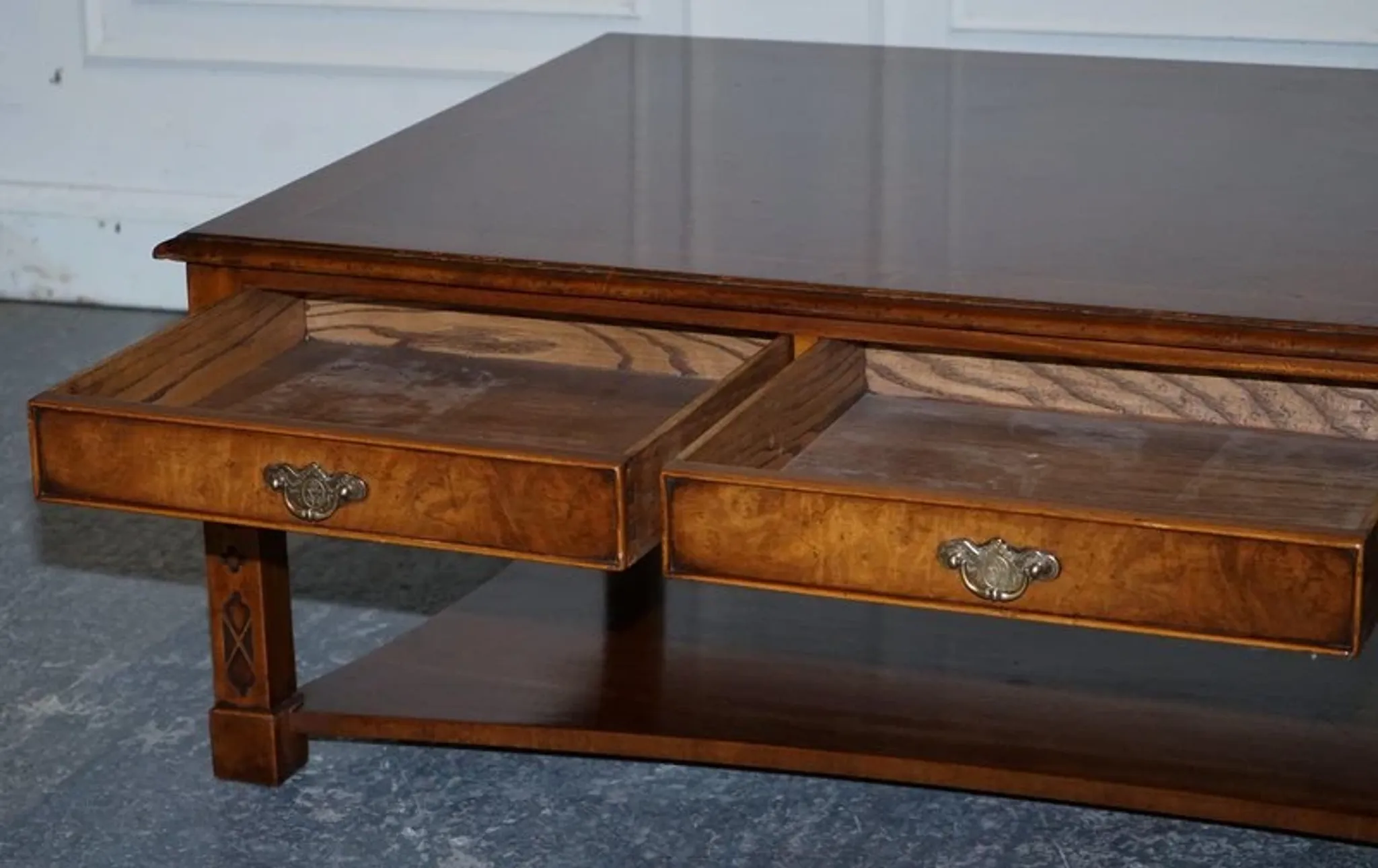 Large Georgian Coffee Table in Walnut Burr by Brights of Nettlebed London