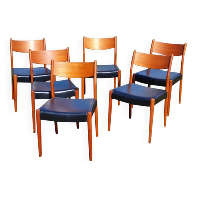 6 Chaises scandinaves en teck 1960