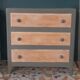 Vintage wood and khaki chest of drawers