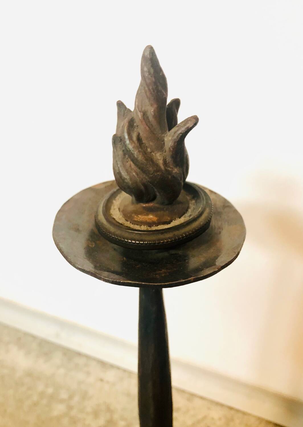 Brutalist wrought iron candle holder