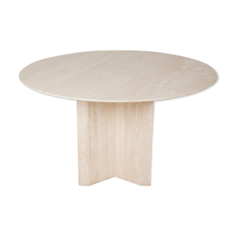 Round travertine dining table, Italy 1970s