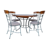 Set of 1 Table and 4 Chairs wrought iron 80s