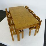 Furniture dining room table in Elm, country low 1970 s