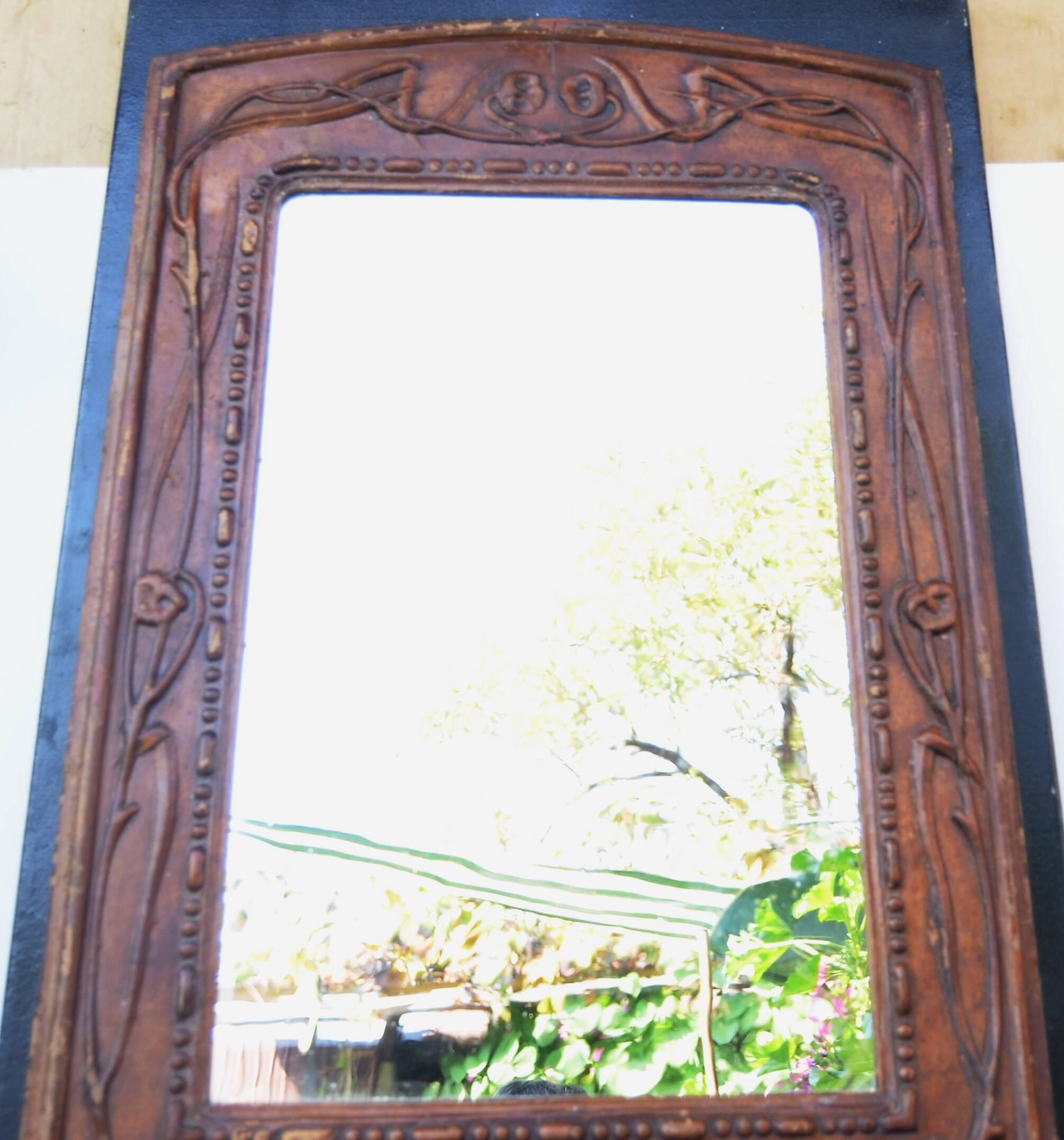 Papier Mache French Art Nouveau Framed Mirror circa 1900