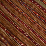 Red & Brown Pinstriped Style Vintage Kilim Rug, 142x182Cm