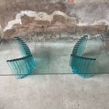 Blue tinted glass coffee table an80