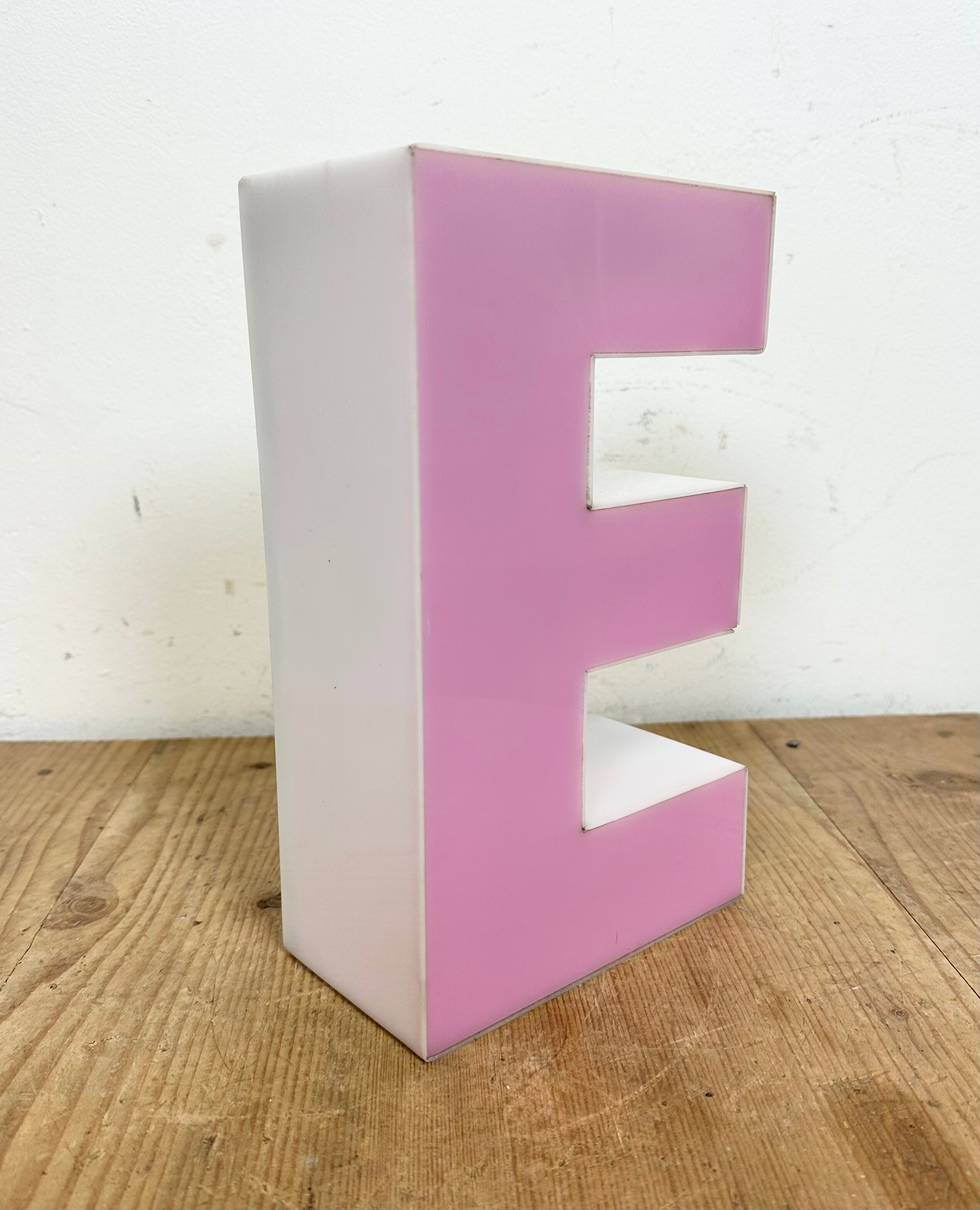 Vintage pink illuminated letter e , 1970s