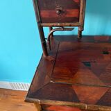 Old secretary in marquetry and bamboo