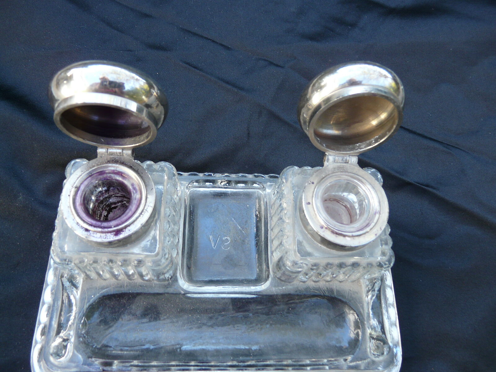 Encrier double en verre