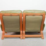 Scandinavian Rybo Rykken Olivegreen Leather 2-Seat Ry-Wing Lounge Sofa, 60s