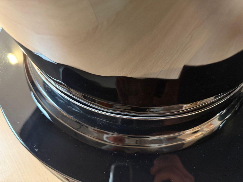 Art Deco dining table in black piano lacquer & metal, 1930