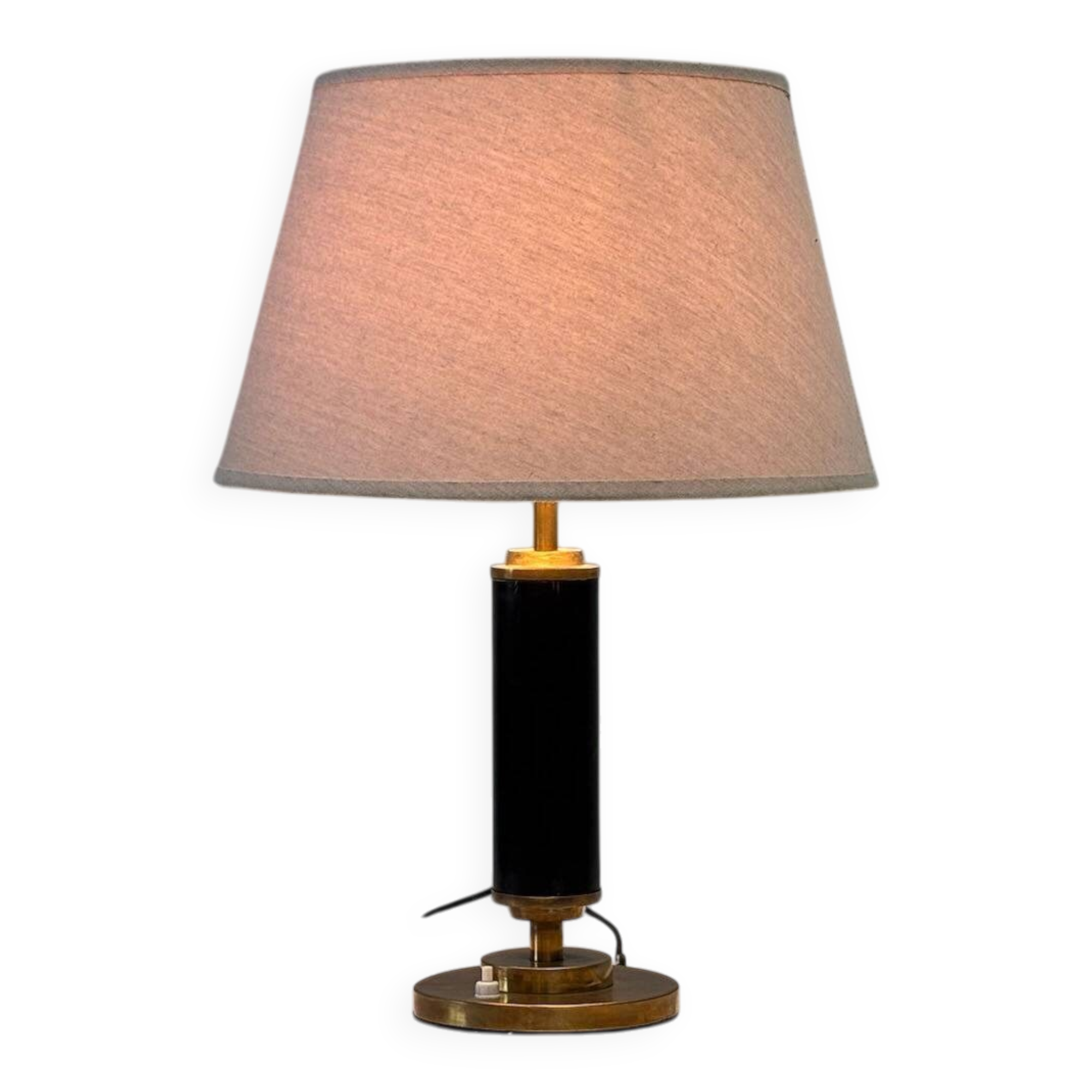1960s brass and leather French table lamp