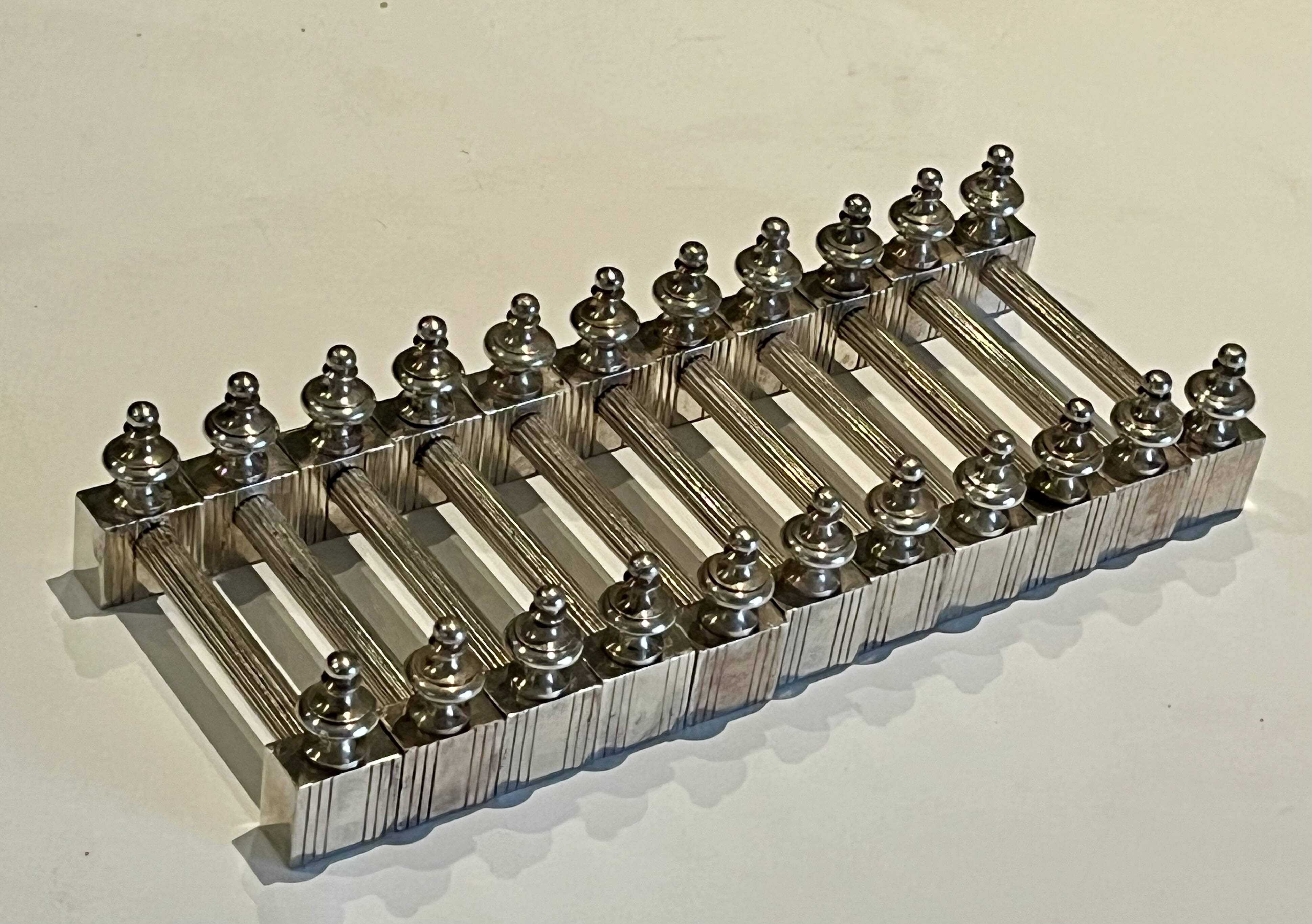 11 knife rests - Art Deco - Silver metal