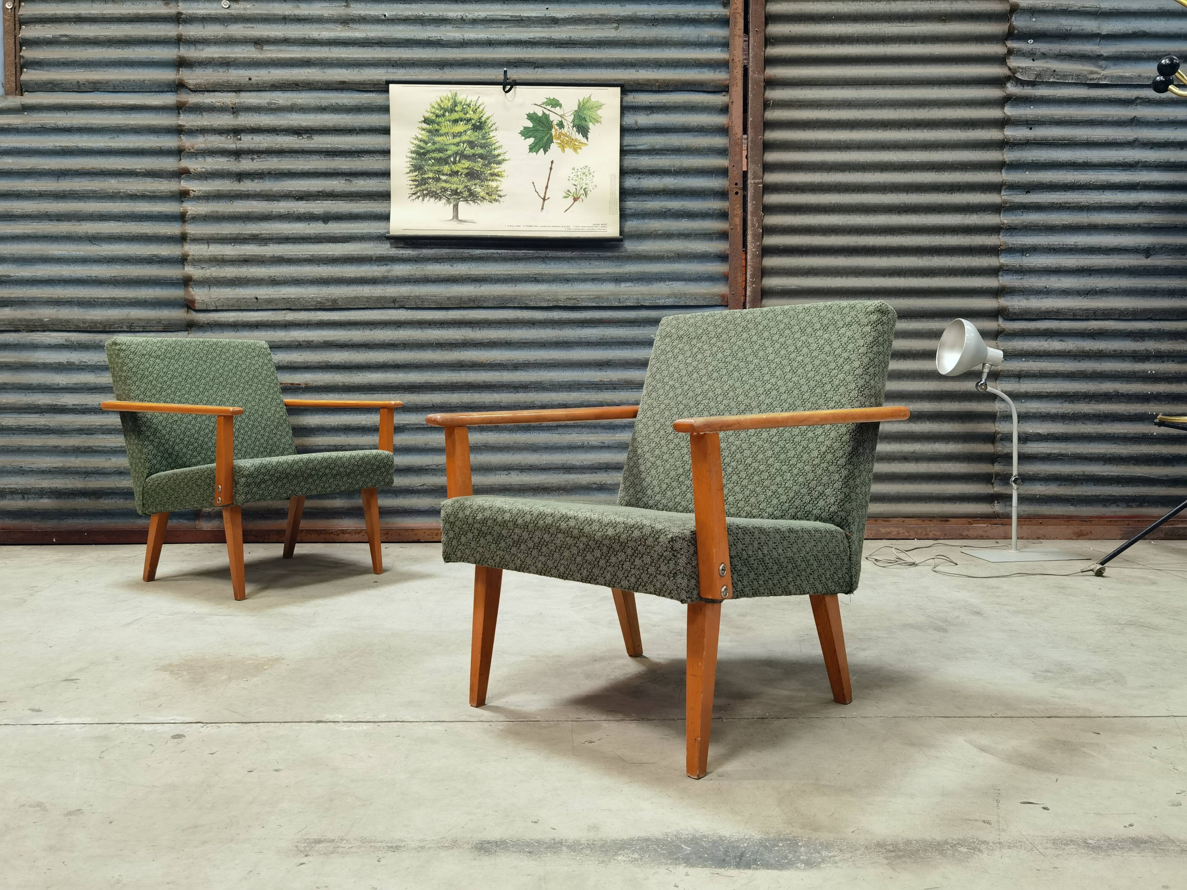 Pair of green Armchairs Tatra 1960