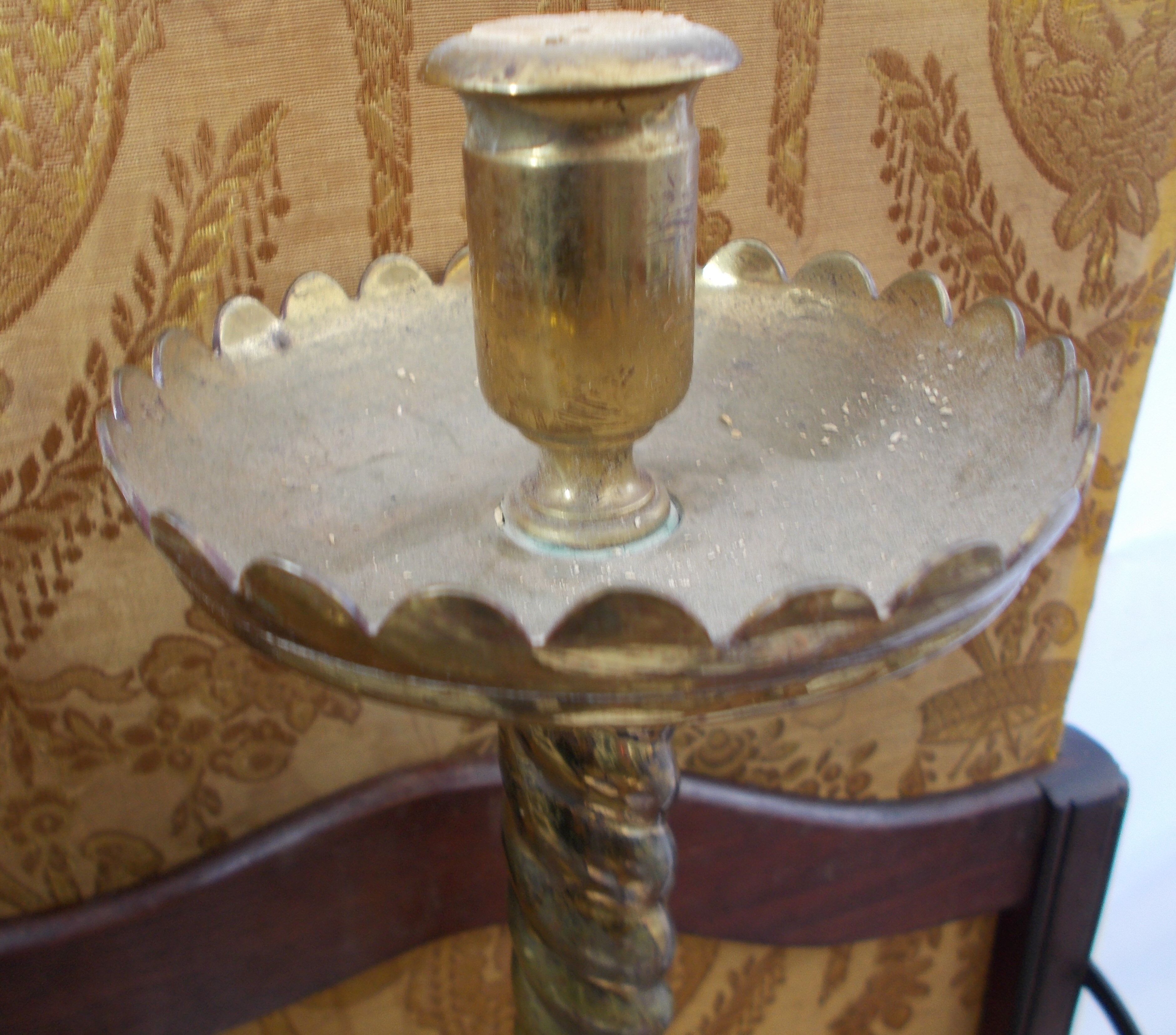Pair of antique candle holders 19th brass 39 cm