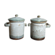 Duo de pots de potier couverts en grès émaillé vintages